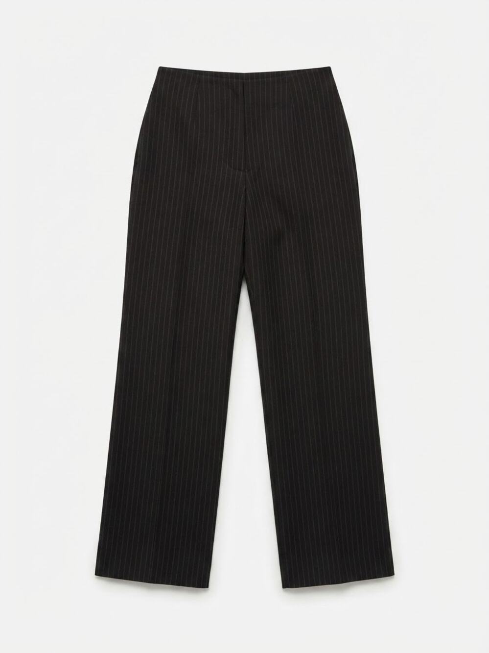 Kate Hill Women Pants 4P Black Pinstripe Wool Straight Dress Trousers Career